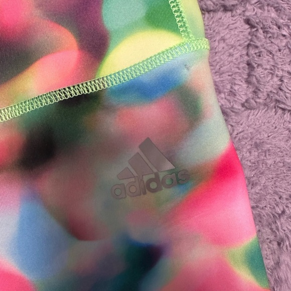 Adidas Pink and Green Cropped Leggings - Picture 2 of 6
